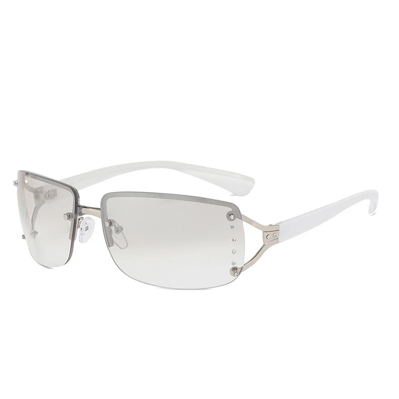 Gafas Sol Y2K Envolventes Escudo | Top Plano Futuristas Sin Marco Gradiente
