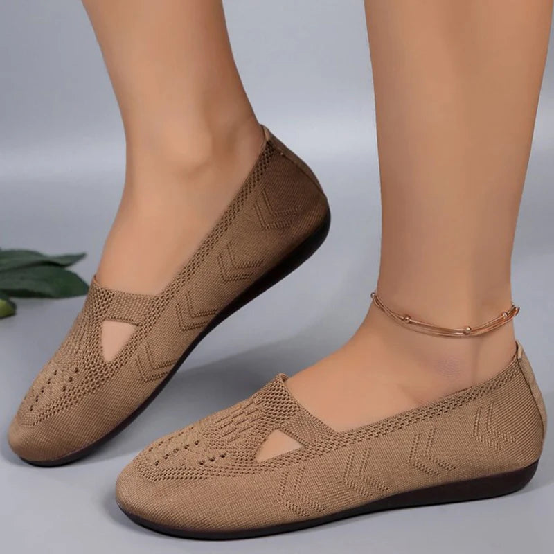 Zapatos Planos De Malla Transpirable Para Mujer | Tela Hueca Fondo Suave