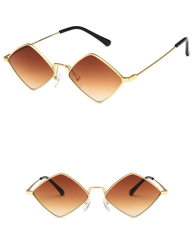 Gafas Sol Punk Rombo Pequeño Marco Metálico | Diseñador Tendencia UV400 Para Conducir