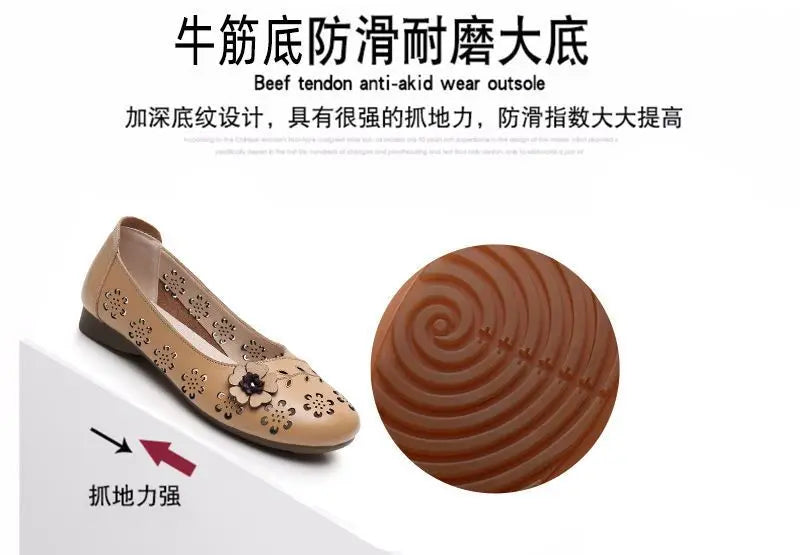 Mocasines de Cuero con Diseño Floral | Recortes Blancos | Planos | Informales