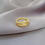 Anillos de corona de circón simples a la moda para mujeres y niñas, anillo de cobre abierto ajustable, regalos de joyería para amigos y amantes