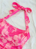 Top corto con cintura fruncida Floral para mujer, Top Sexy con estampado con dibujo de verano, camiseta sin mangas con cuello Halter y espalda descubierta, ropa de calle Y2K