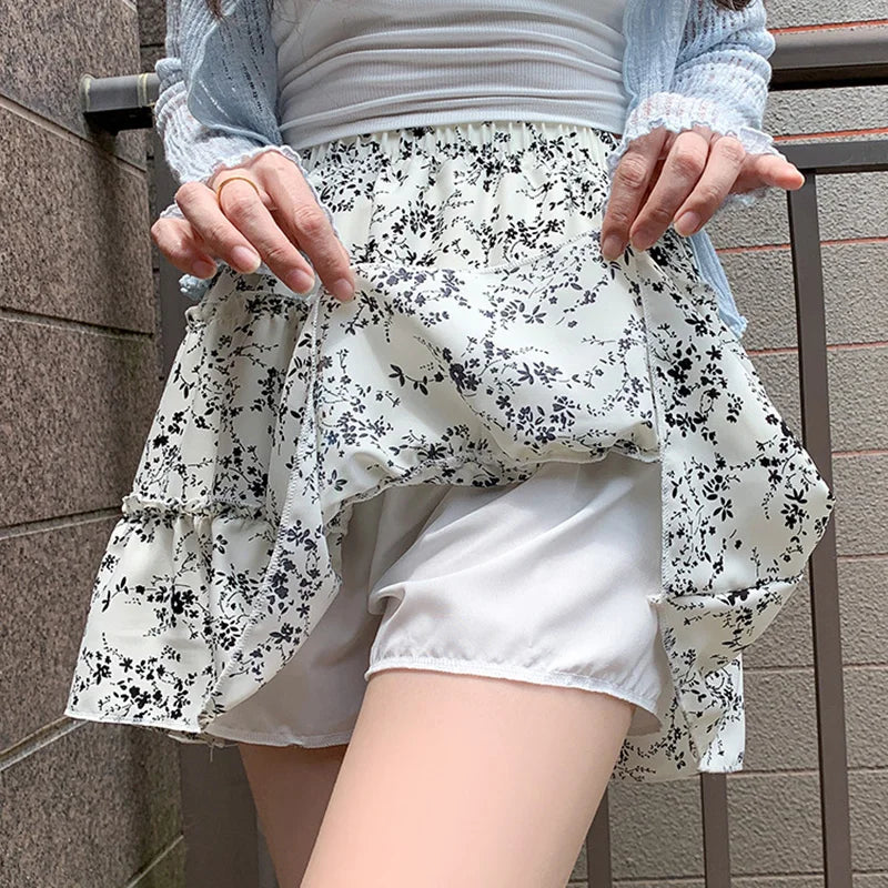 Falda Mini Gasa Estampado Coreano | Silueta A-Line Cintura Elástica Playa