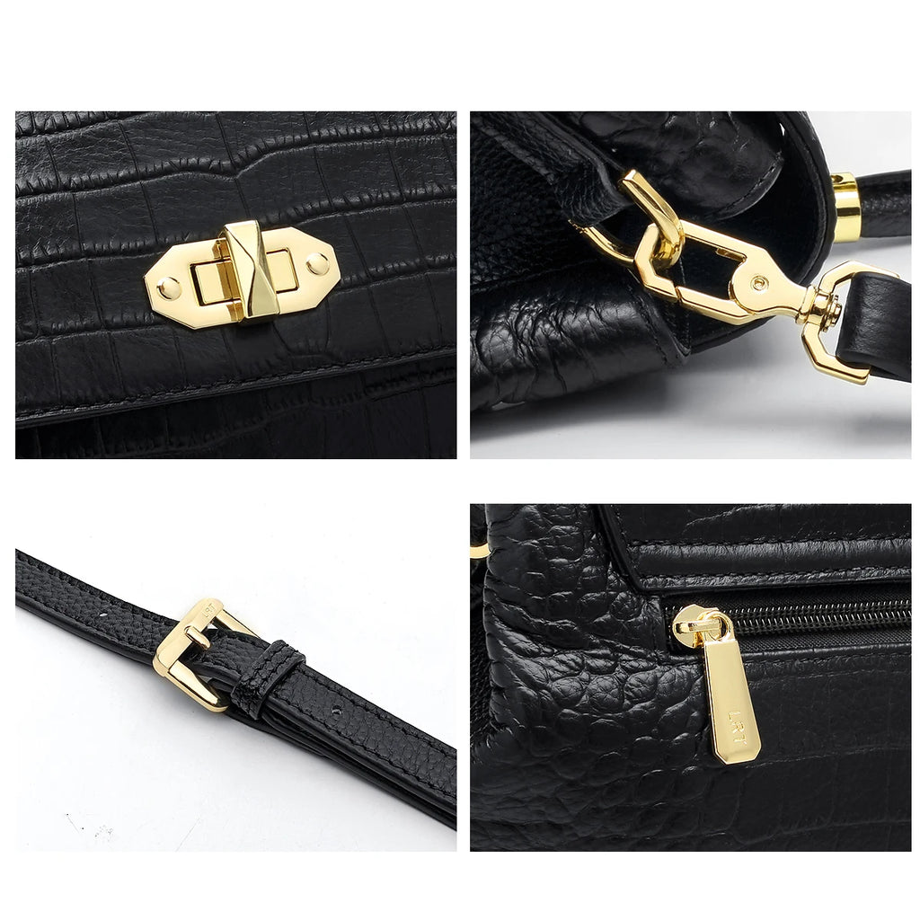 LAORENTOU, bolso elegante con asa superior para mujer, bolso de hombro femenino a la moda de cuero genuino, bolso cruzado de diseño lujoso, regalo para mamá