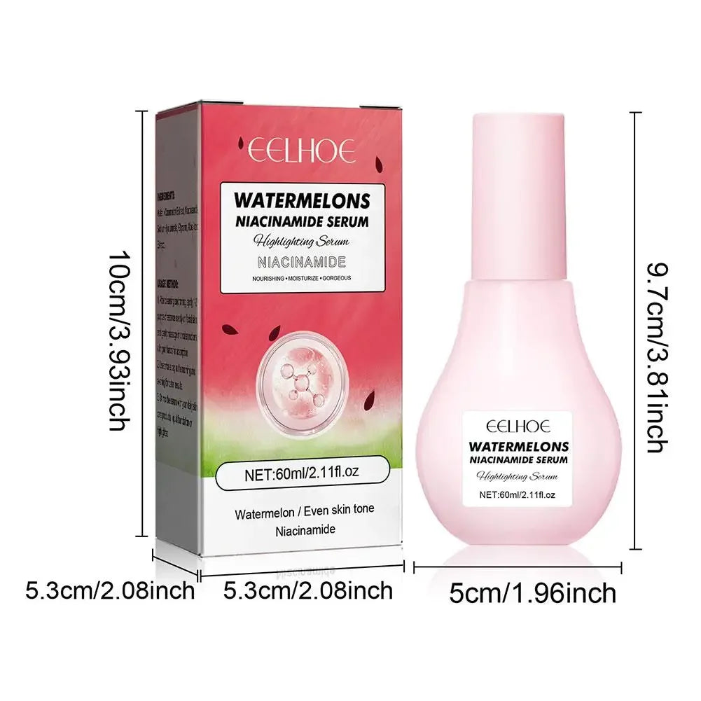 60ml sandía brillo niacinamida gotas de rocío suero imprimación resaltador suero ligero hidratante suero de Maquillaje facial 2025