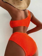 Bikini de Un Hombro y Tiro Alto - Conjunto Elegante para la Arena