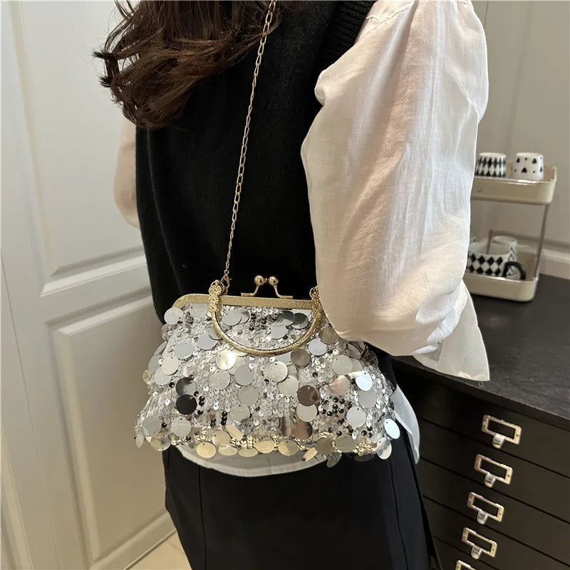 Bolso Hombro Mujer Elegante Lentejuelas Noche