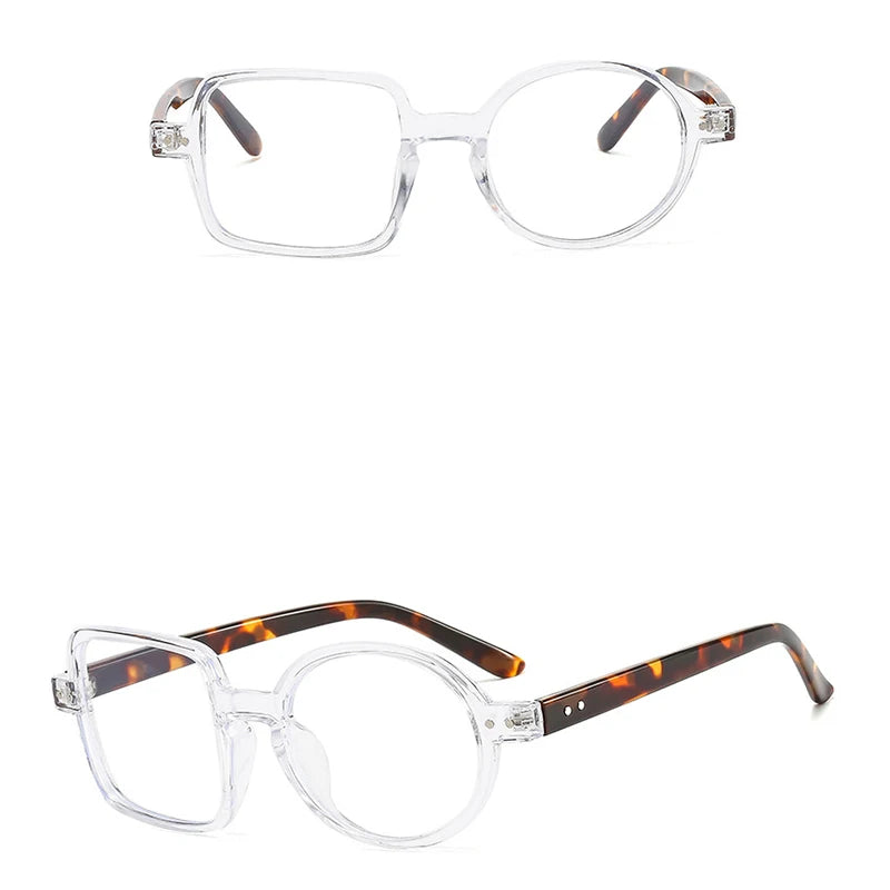 Montura Gafas Asimétricas Retro Redondas Cuadradas | Lentes Transparentes Unisex Ópticas