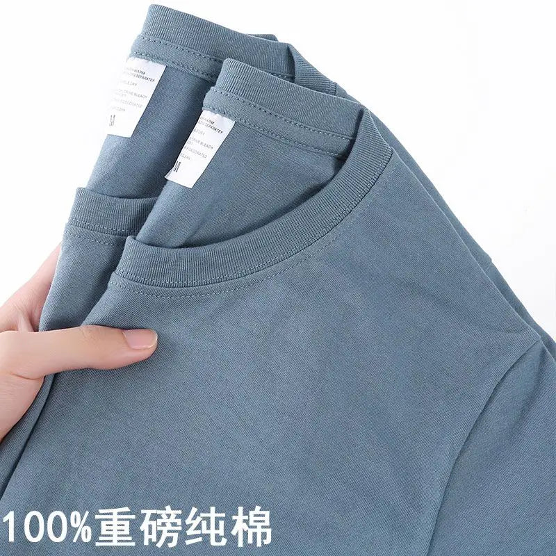Camiseta Algodón 100% Coreana Cuello Redondo | Estilo Casual Fresco Unisex M-4XL