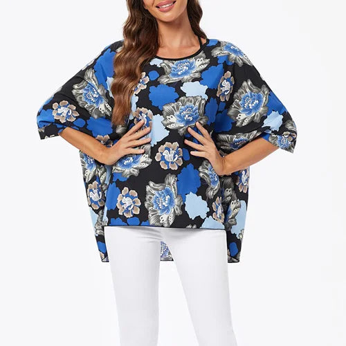 BHFlutter-camisa de talla grande para mujer, Top bohemio estampado, camiseta informal de gasa, 4XL, 5XL, 6XL, 2023