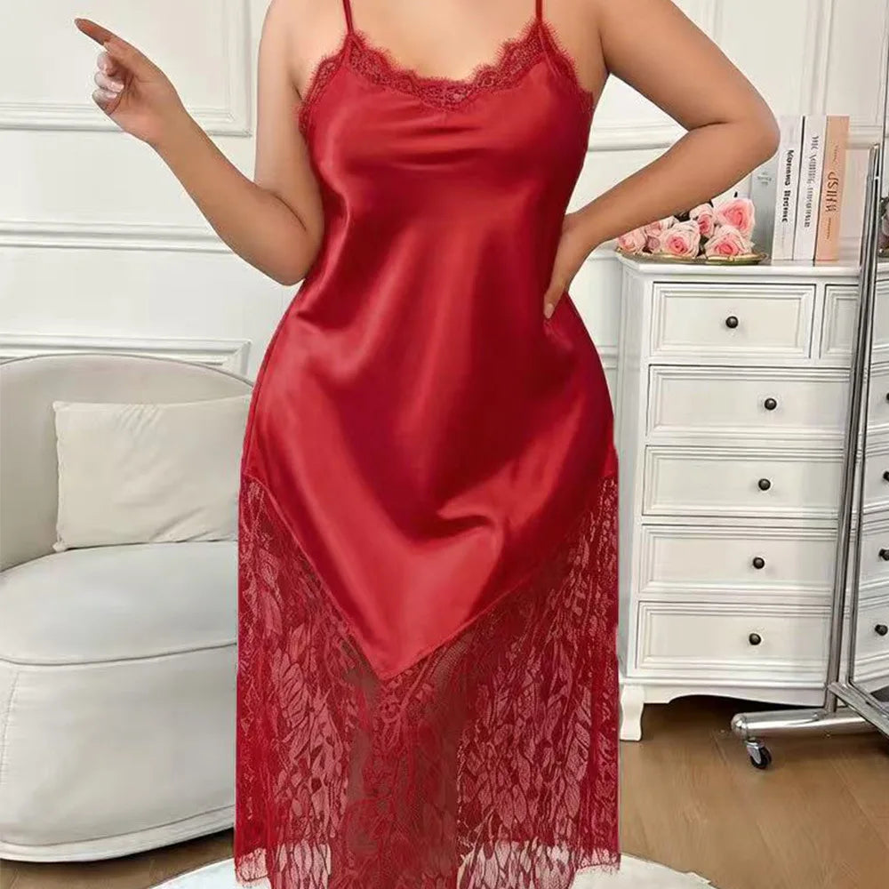 Camisón con Encaje Calado | Cuello en V | Talla Grande