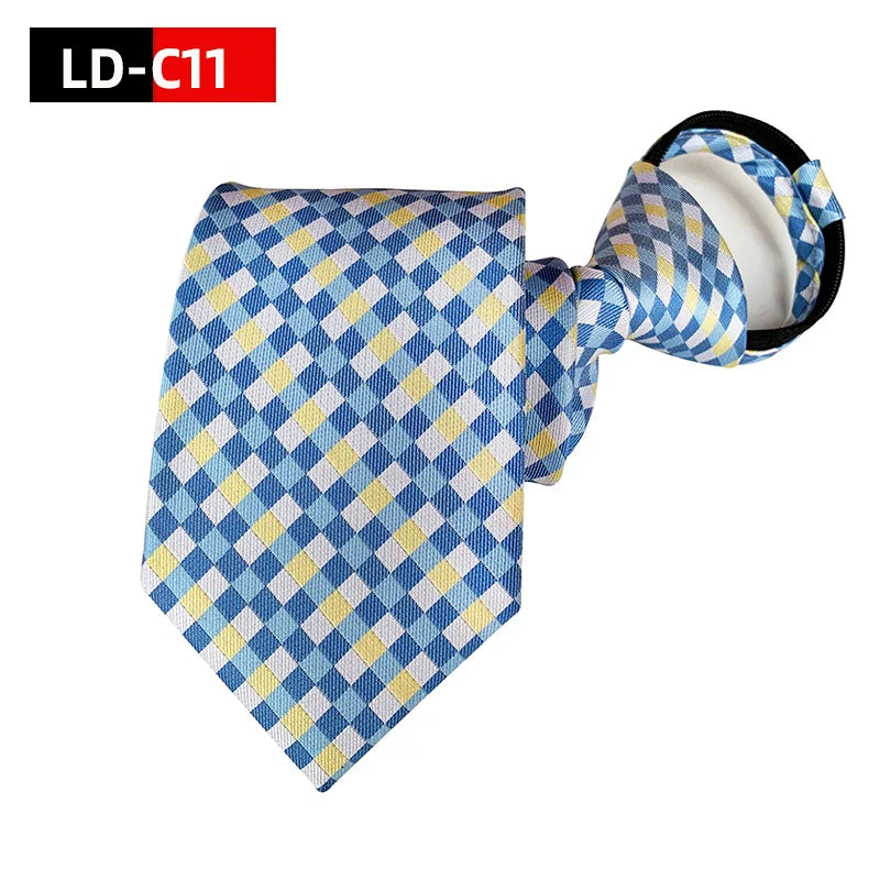 Corbata Preatada Con Cremallera Rayada Elegante y Práctica Para Bodas