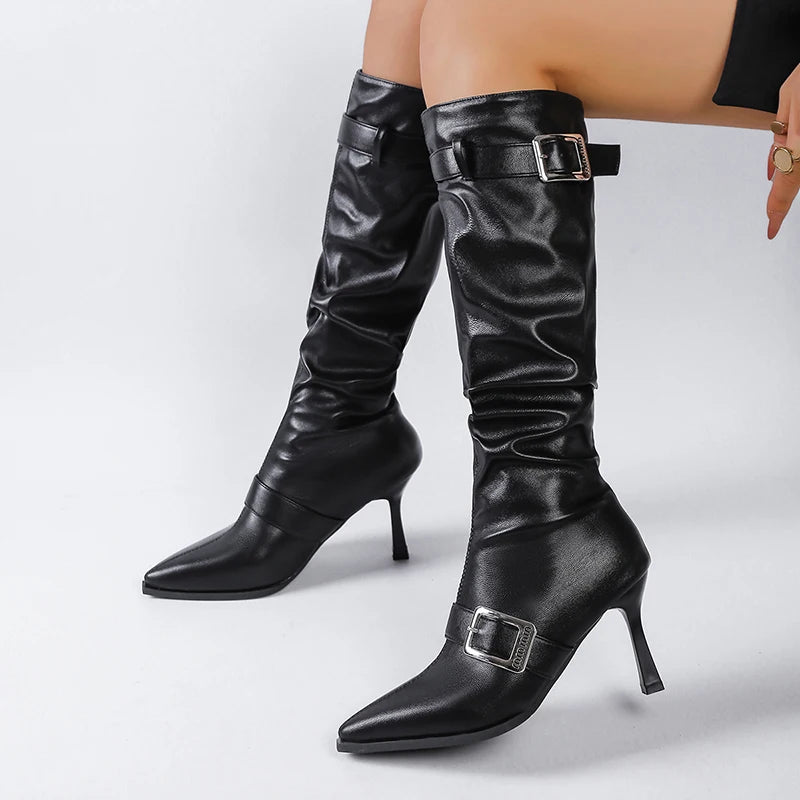 Botas de Mujer Negro Intenso | Punta de Pico | Estilo Fino