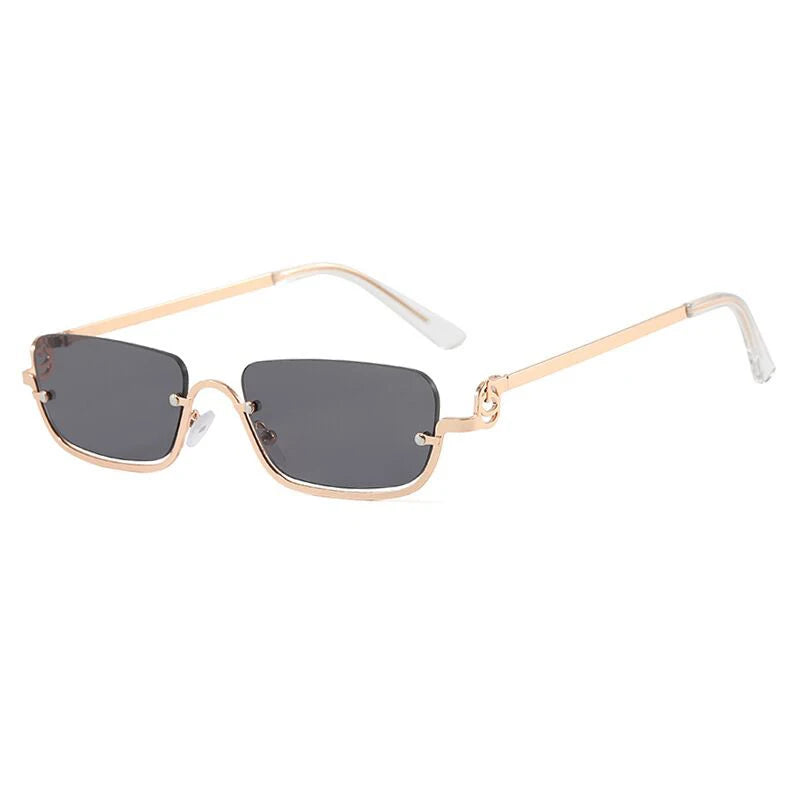 Gafas de Sol Rectangulares Pequeñas de Medio Marco Metal Tendencia