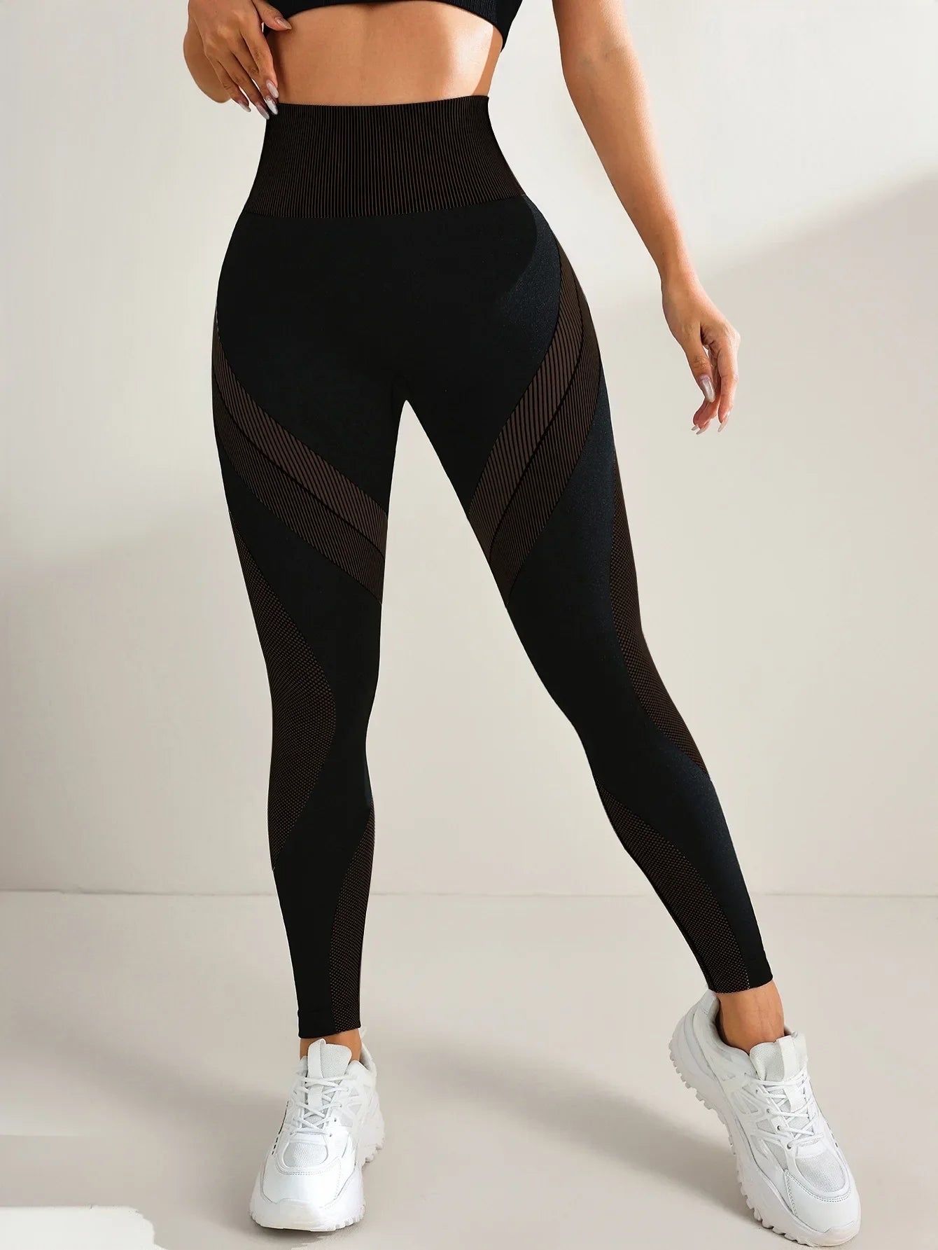 Pantalones Yoga sin Costuras para Mujer | Contraste de Color y Cintura Alta | Secado Rápido para Correr | Tico Trendy