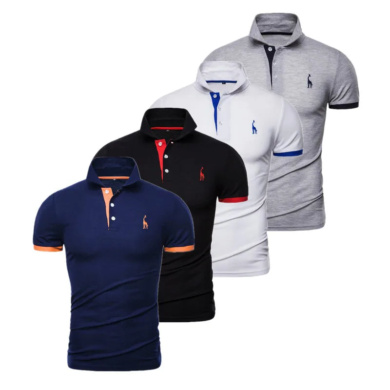 Set de 4 Polos Bordados Hombre | Manga Corta Ajustados | Tallas XS-5XL | Tico Trendy