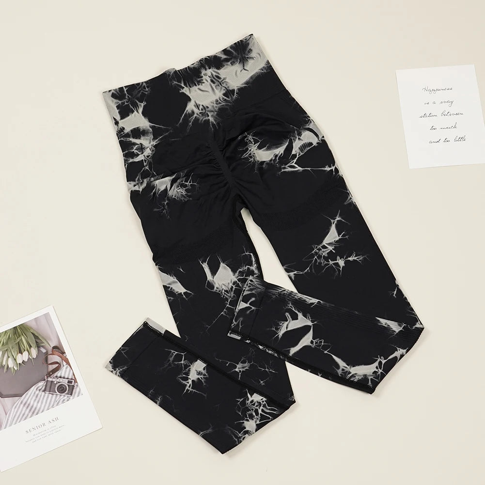 VEQKING Pantalones de yoga sin costuras para mujer, leggings deportivos de cintura alta, elásticos, de secado rápido, pantalones ajustados para gimnasio y entrenamiento