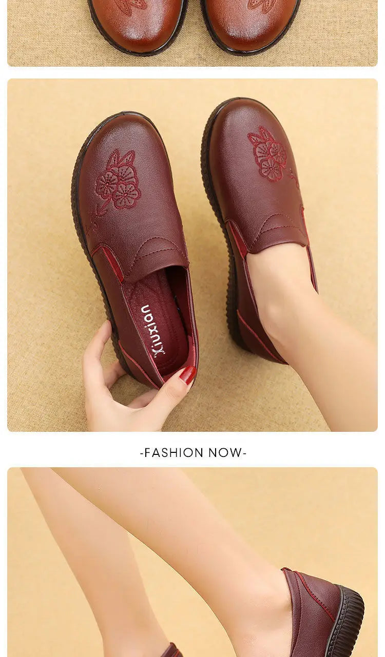 Mocasines Retro Marrones con Cuña | Cuero | Bailarinas Oxford | Talla Grande