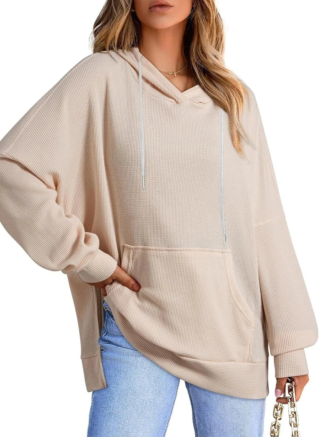 Sudadera Gofres Capucha Plus Size | Manga Larga Bolsillos Estampado Relieve | Tallas 1XL-5XL | Tico Trendy