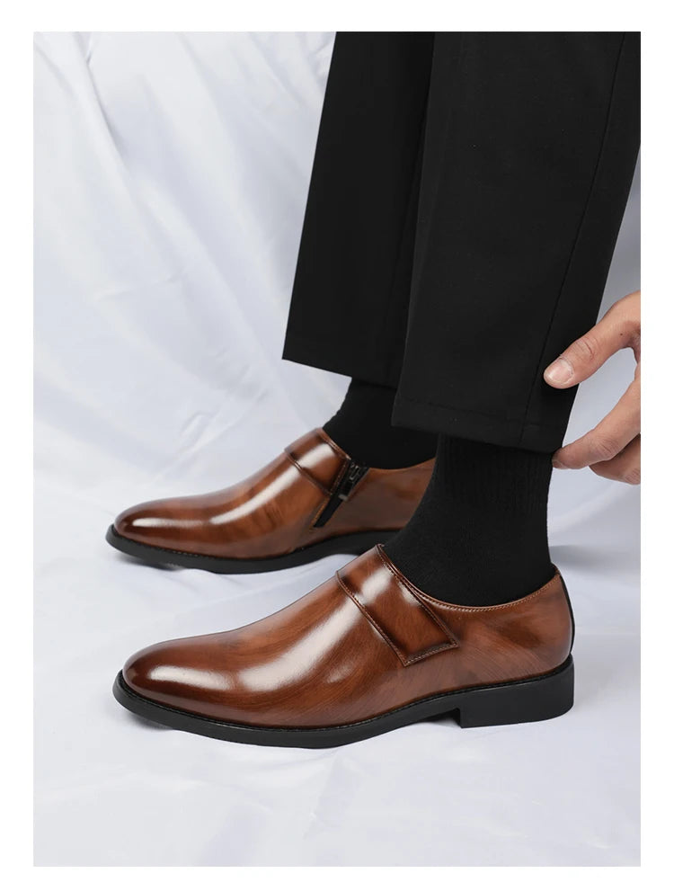Zapatos Formales Morados Hombre | Charol Punta Estrecha Sin Cordones Cómodos Negocios