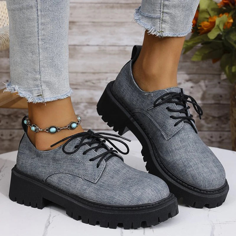 Mocasines Británicos de Retales con Cordones | Plataforma | Punta Redonda | Talla Grande