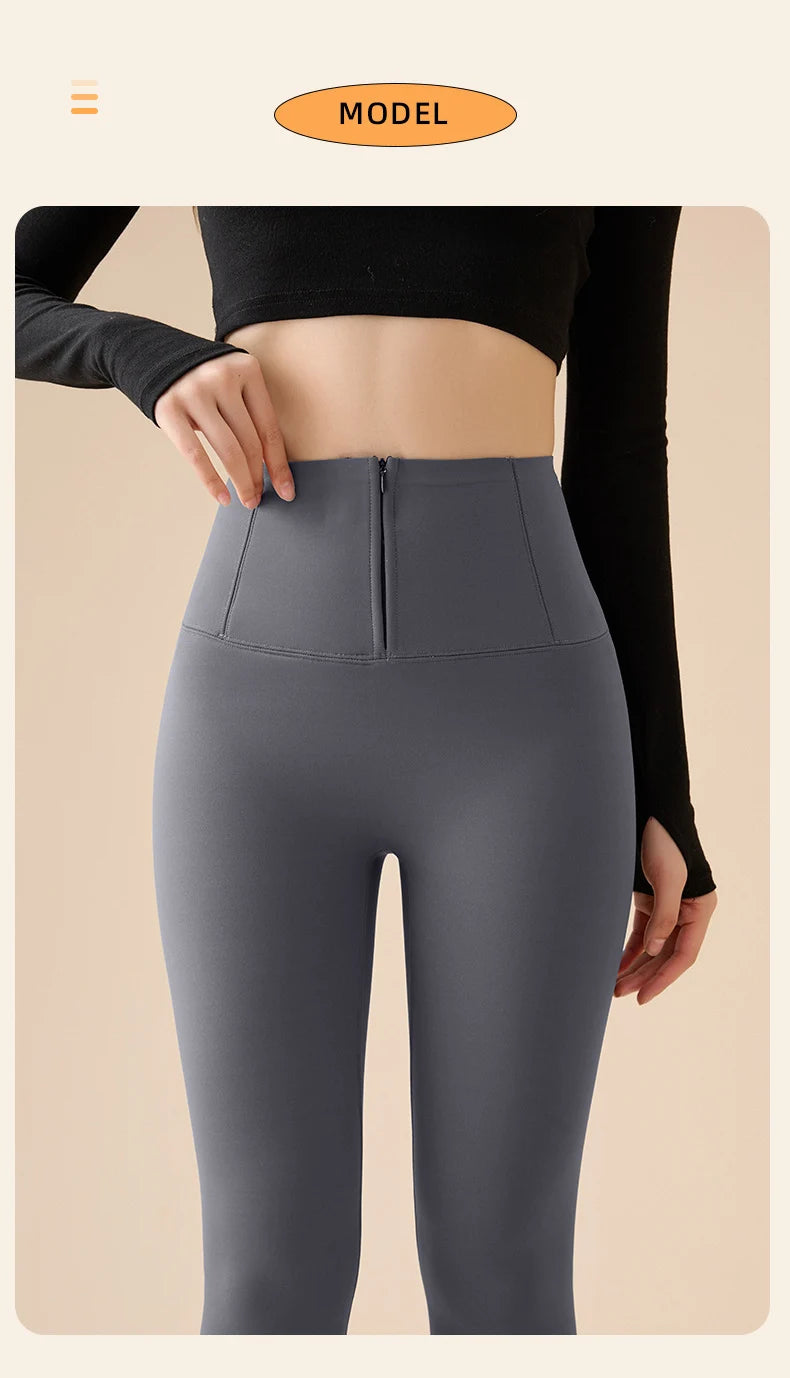 Leggings Piel Tiburón Polar Grueso | Moldeador Cremallera Cálida | Cintura Shaping OI | Ticotrendy