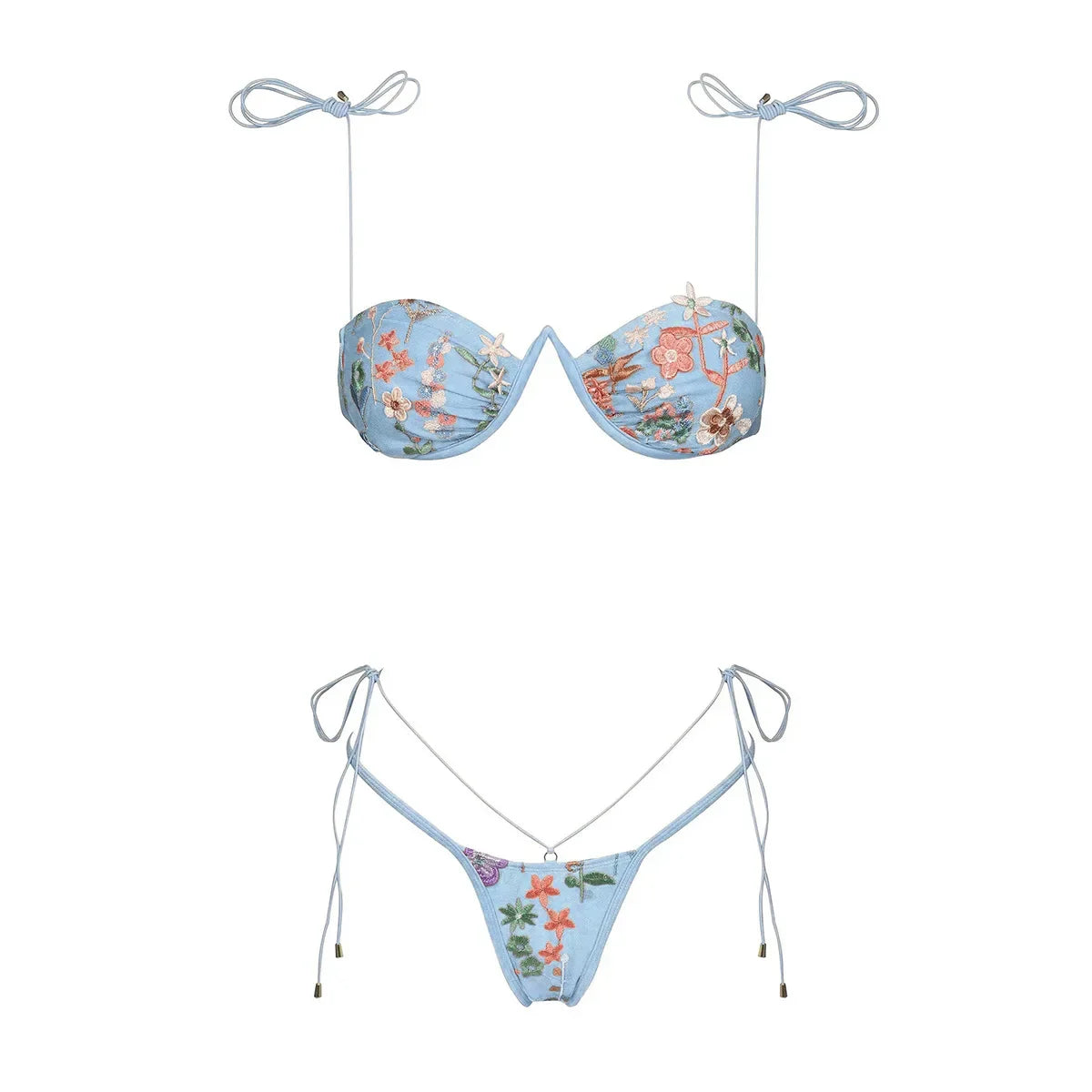 Bikini Bordado con Acero - Traje de Baño Dividido Sexy