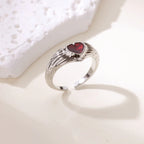 Anillo Ticotrendy Corazón Punk | Circón Rojo | Abierto Acero Inox Oro | Joyería Moda 2025