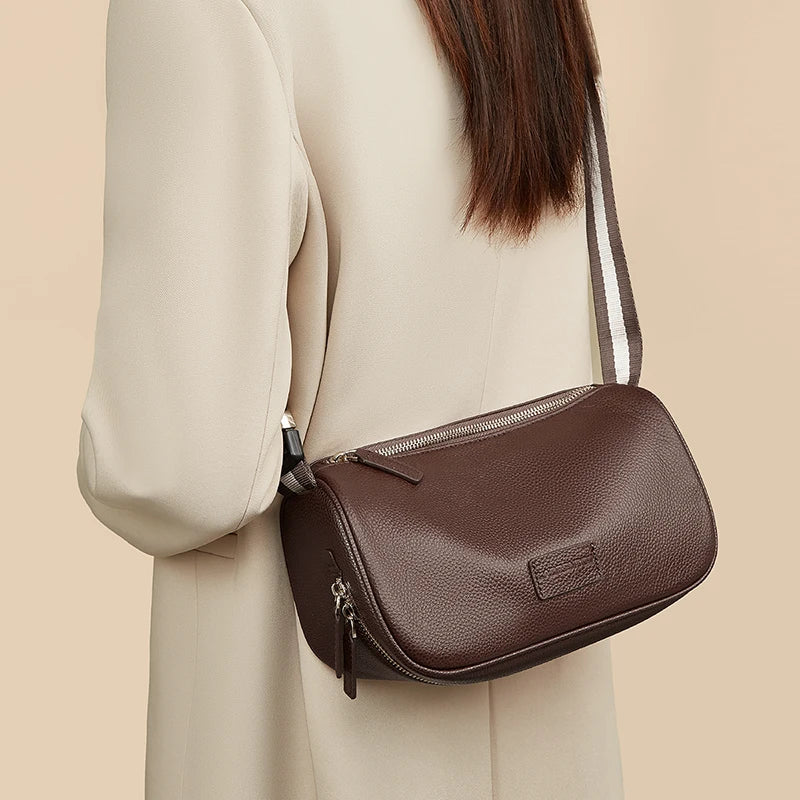 LAORENTOU, bandolera de piel auténtica para mujer, nuevo bolso cruzado para mujer, bolso de mano largo de diseño lujoso, bolso informal que combina con todo, 2025