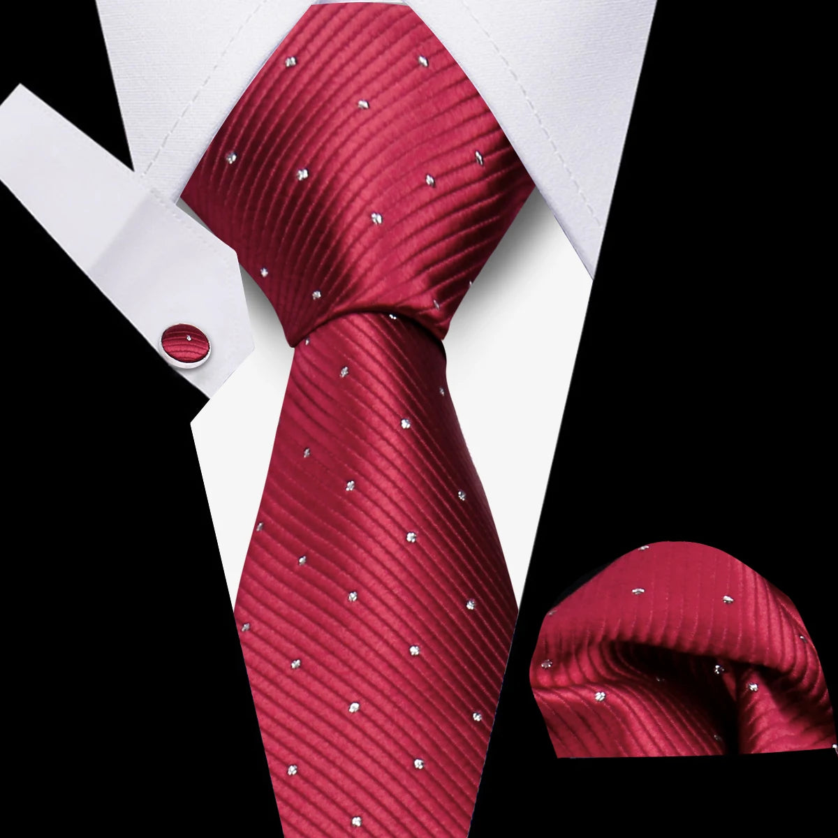 Conjunto Corbata Pañuelo Gemelos Negocios Boda Accesorio De Moda