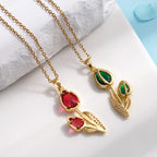 Collar Elegante Tulipán Circón ∣ Cadena Acero Inoxidable ∣ Joyería Moda Femenina