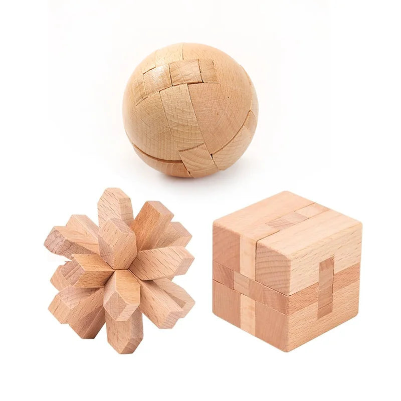 Juego de 3 uds. De rompecabezas de madera LuBan Lock, rompecabezas, juguetes de prueba IQ, juegos mentales educativos para adultos y niños, juego de enclavamiento desbloqueado
