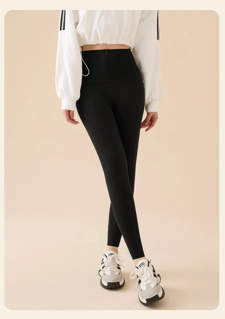 Leggings Piel Tiburón Polar Grueso | Moldeador Cremallera Cálida | Cintura Shaping OI | Ticotrendy