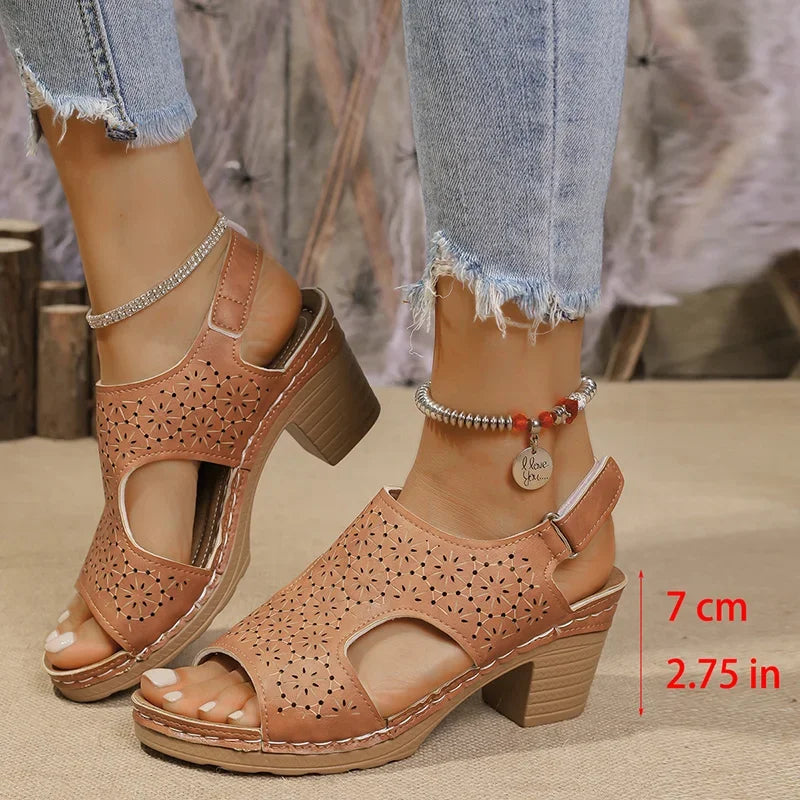 Sandalias de Tacón Alto Ahuecadas | Plataforma | Gancho | Antideslizantes | Talla Grande