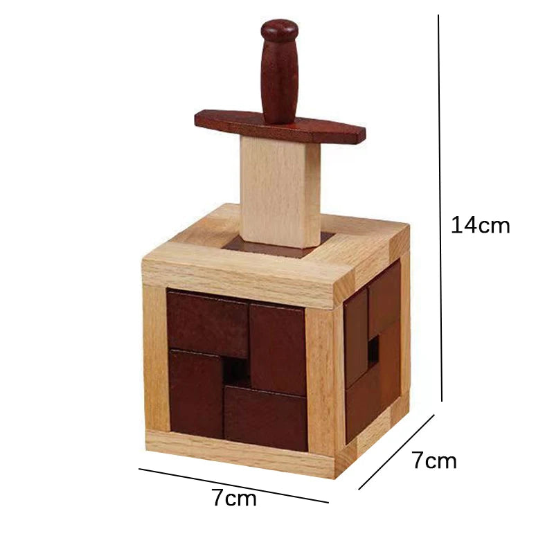 Caja de espada de rompecabezas mágico súper difícil, desmontaje de madera, prueba de inteligencia, acertijos desafiantes para adultos y niños, regalos únicos
