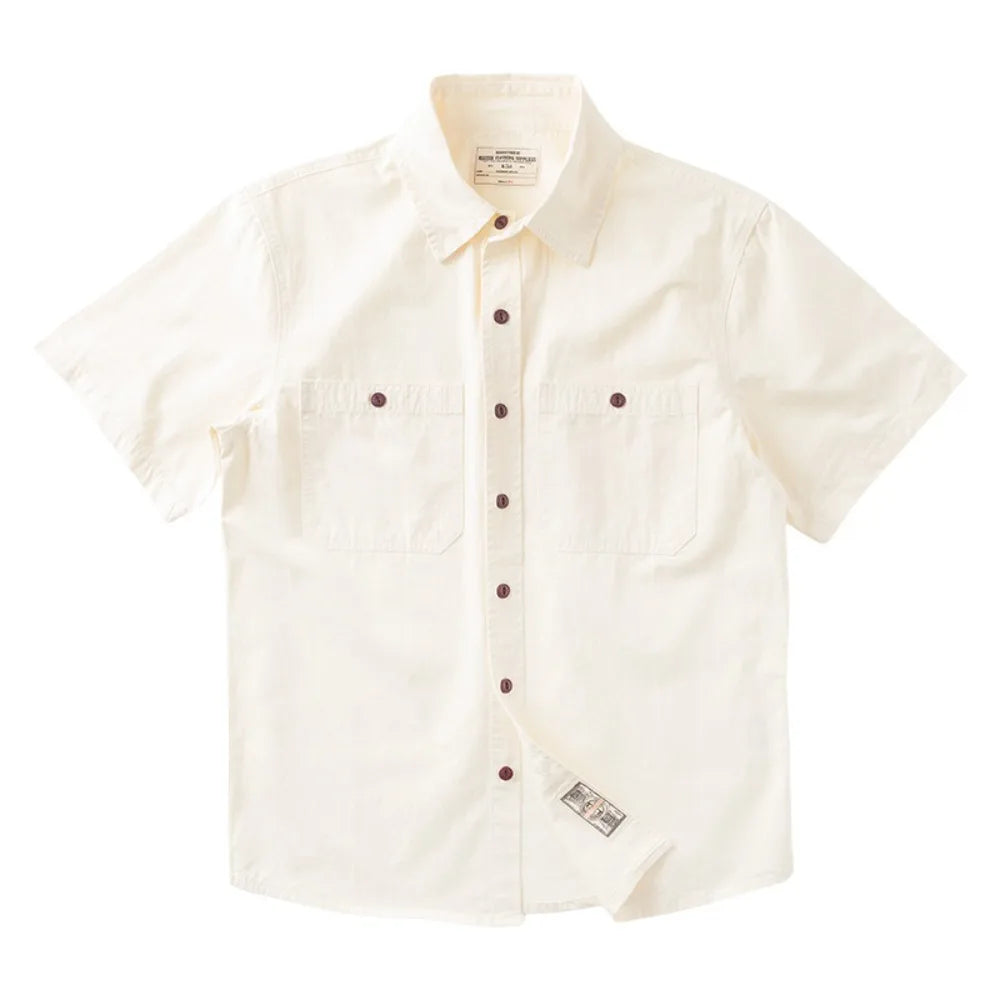 Camisa Casual Hombre | Estilo Retro | Algodón | Manga Corta | Bolsillos | Ticotrendy