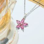 Cadena de acero inoxidable, collares con colgante de flor de circón simples y bonitos para mujeres y niñas, accesorios de joyería de Color dorado y plateado a la moda