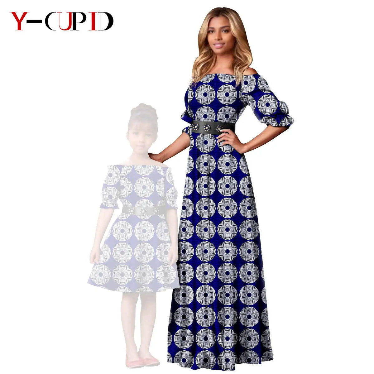 Vestido Cuello Slash Pareja y Niña | Tico Trendy