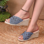 Sandalias Cuña Gruesa Mezclilla Plataforma Alta | Calzado Casual Tendencia Pura Vida