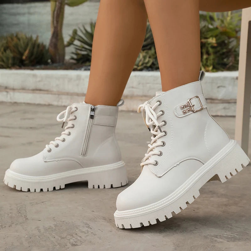 Botines de Suela Gruesa | Estilo Punk | Hebillas Modernas