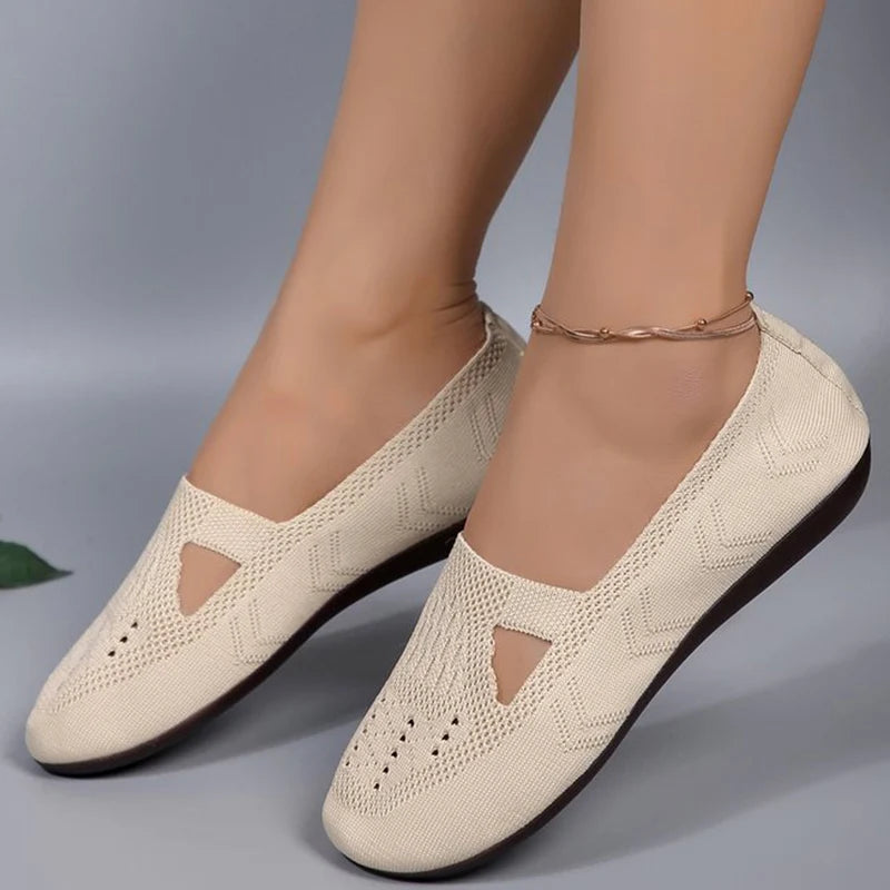 Zapatos Planos De Malla Transpirable Para Mujer | Tela Hueca Fondo Suave