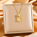 Cadena de acero inoxidable Sanrio lindo Hello Kitty Kuromi collares con colgante de circón brillante para mujeres niñas joyería de moda de Color dorado