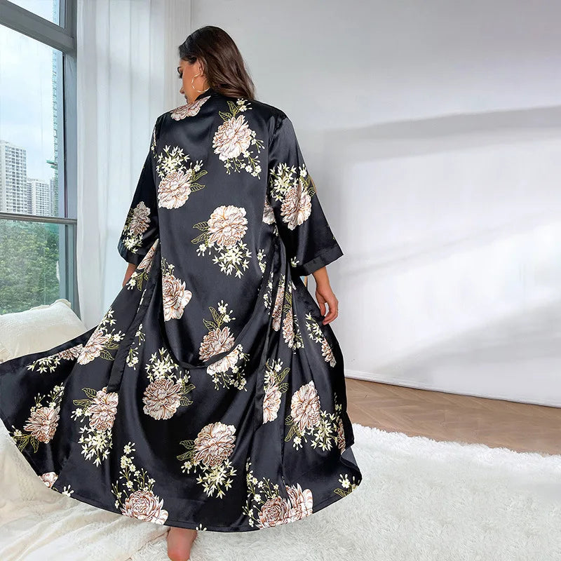 Pijama Holgado Estampado | Imitación Seda Talla Grande | Tico Trendy