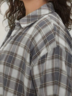 Camisa Cuadros Gris Diseño Simple Plus Size | Manga Larga Holgada | Tallas 1XL-5XL | Tico Trendy