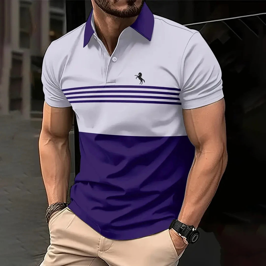 Polo Hombre Casual ∣ Verano con Botones ∣ Estampado de Rayas
