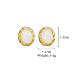 Pendientes ovalados de piedra lunar simples de Color dorado para mujeres y niñas, pendientes de acero inoxidable a la moda, accesorios diarios, regalos de joyería