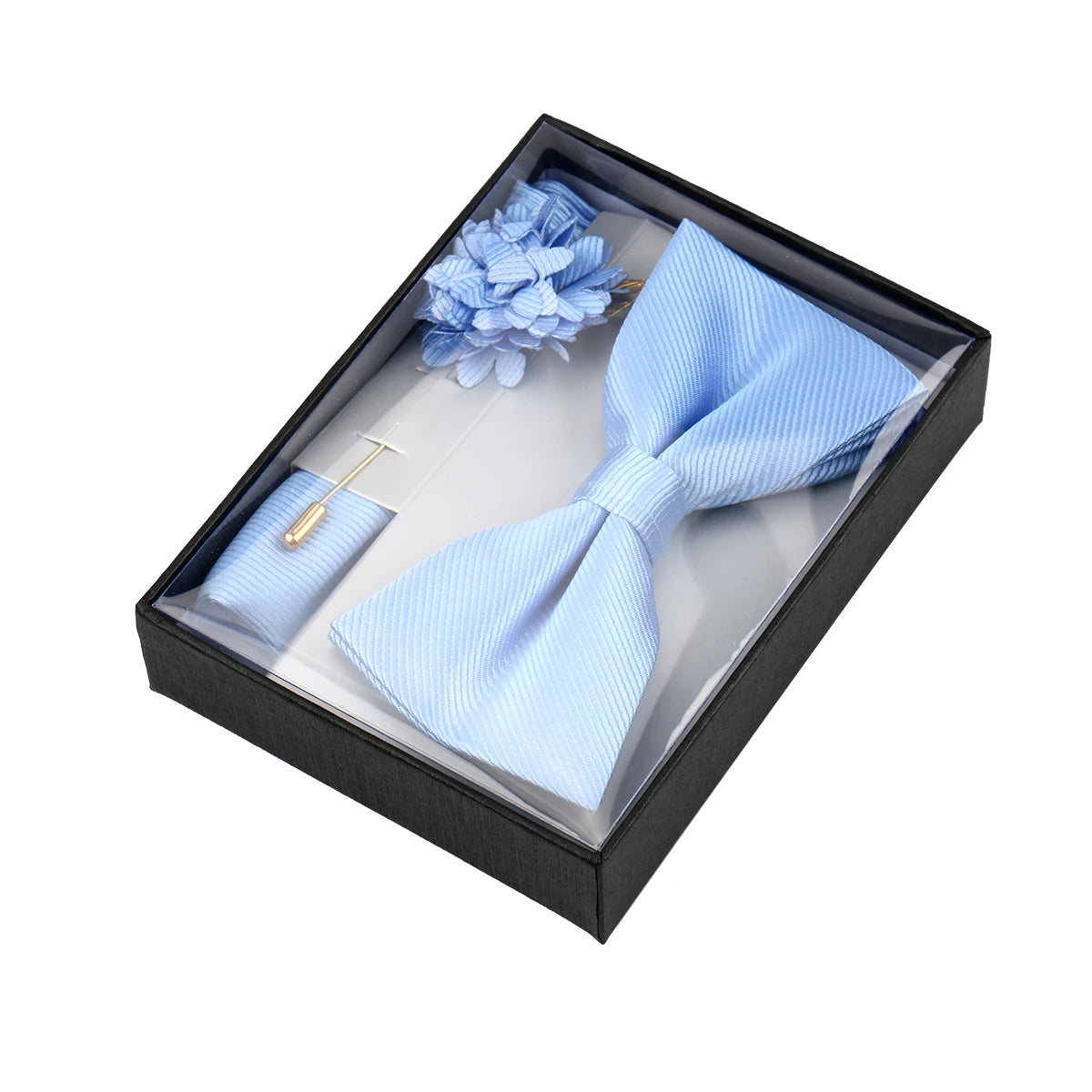 Set De Pajarita Broche Flor Pañuelo Accesorio De Traje Boda