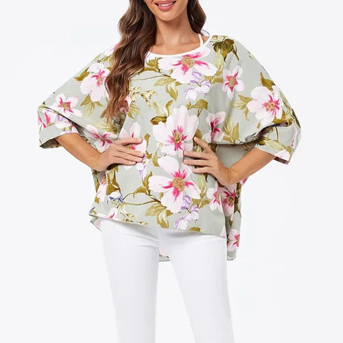 BHFlutter-camisa de talla grande para mujer, Top bohemio estampado, camiseta informal de gasa, 4XL, 5XL, 6XL, 2023