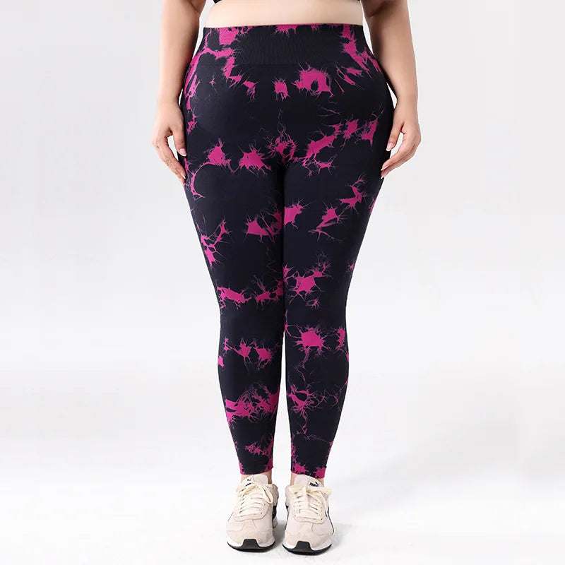 Pantalones de Yoga Talla Grande para Mujer | Mallas Deportivas 4XL | Cintura Alta Elástica y Teñido Anudado | Secado Rápido | Tico Trendy