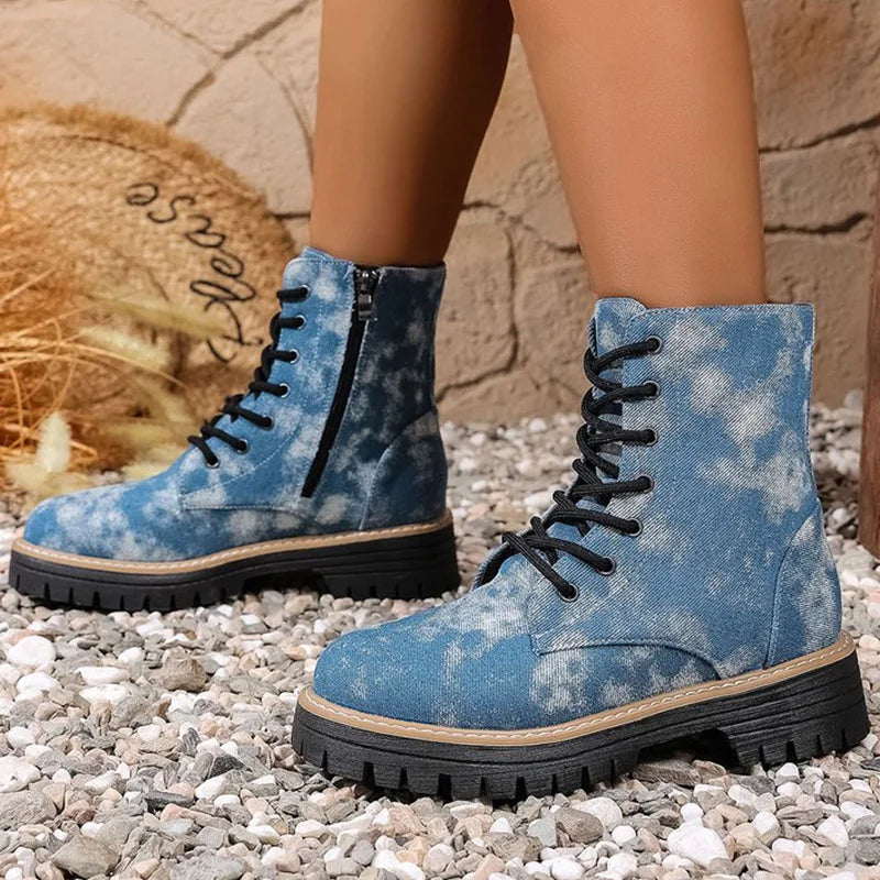 Botines Azules de Plataforma | Cremallera | Estilo Elegante | Mujer